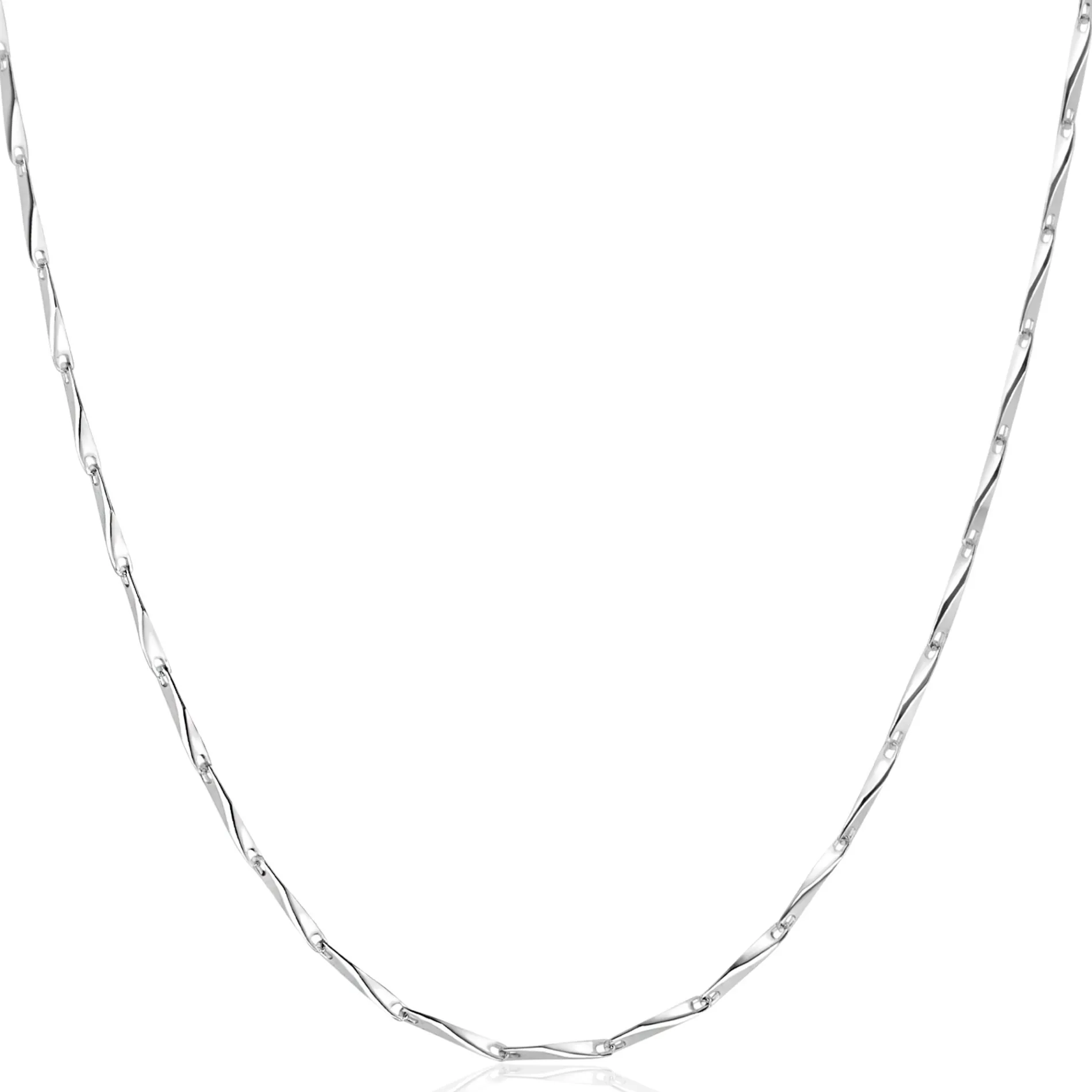 ZINZI zilveren schakel ketting met glinsterende pijlvormige schakels 1,5mm breed 42-45cm ZIC2414