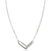 ZINZI zilveren schakel ketting 45cm met 2 grote ovale schakels, bezet met witte zirconia ZIC2371
