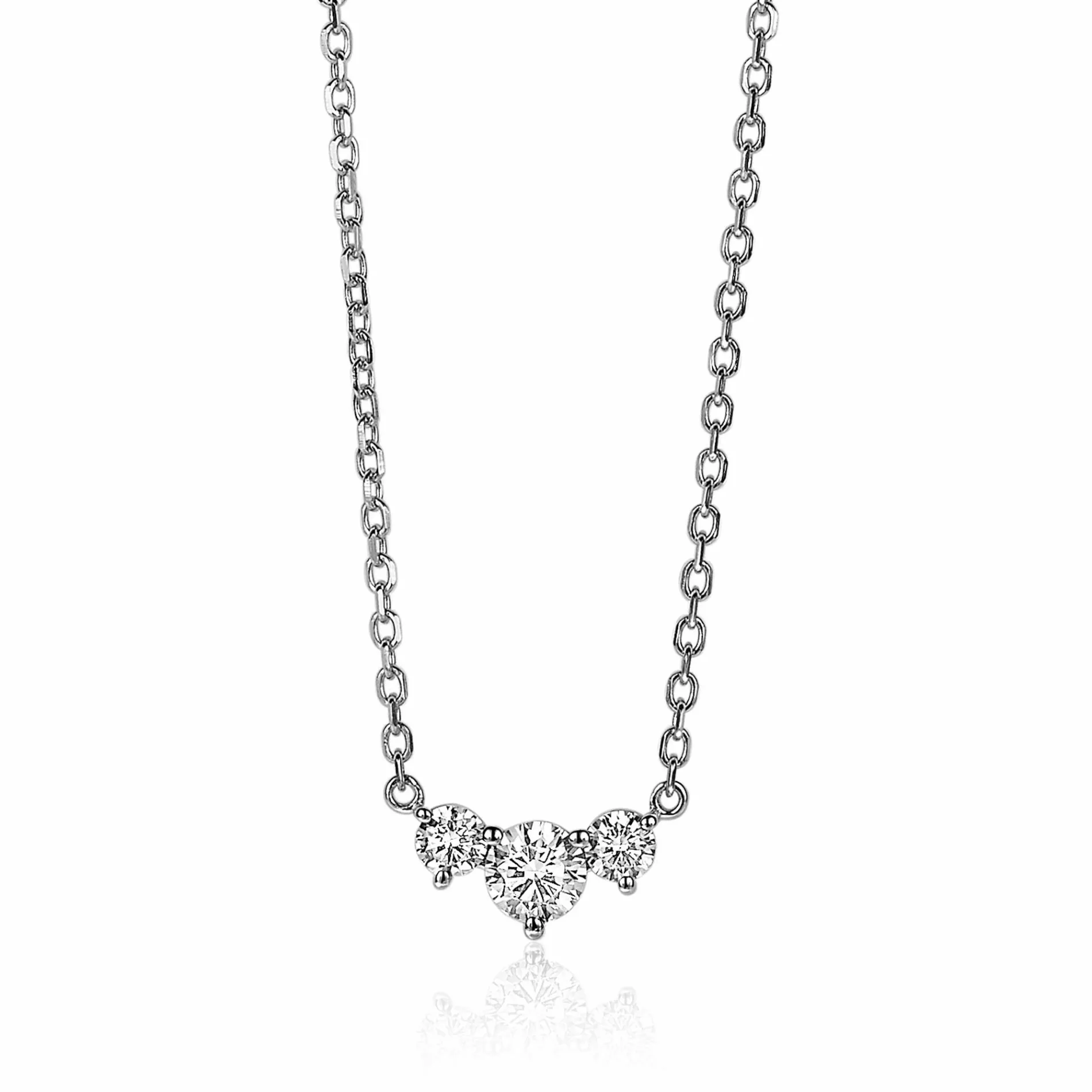ZINZI zilveren schakel ketting ronde zirconia's 42-45cm ZIC2136