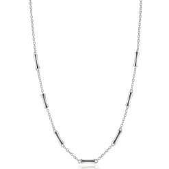 ZINZI zilveren schakel ketting met zeven gladde bamboe vormen 40-45m ZIC2577