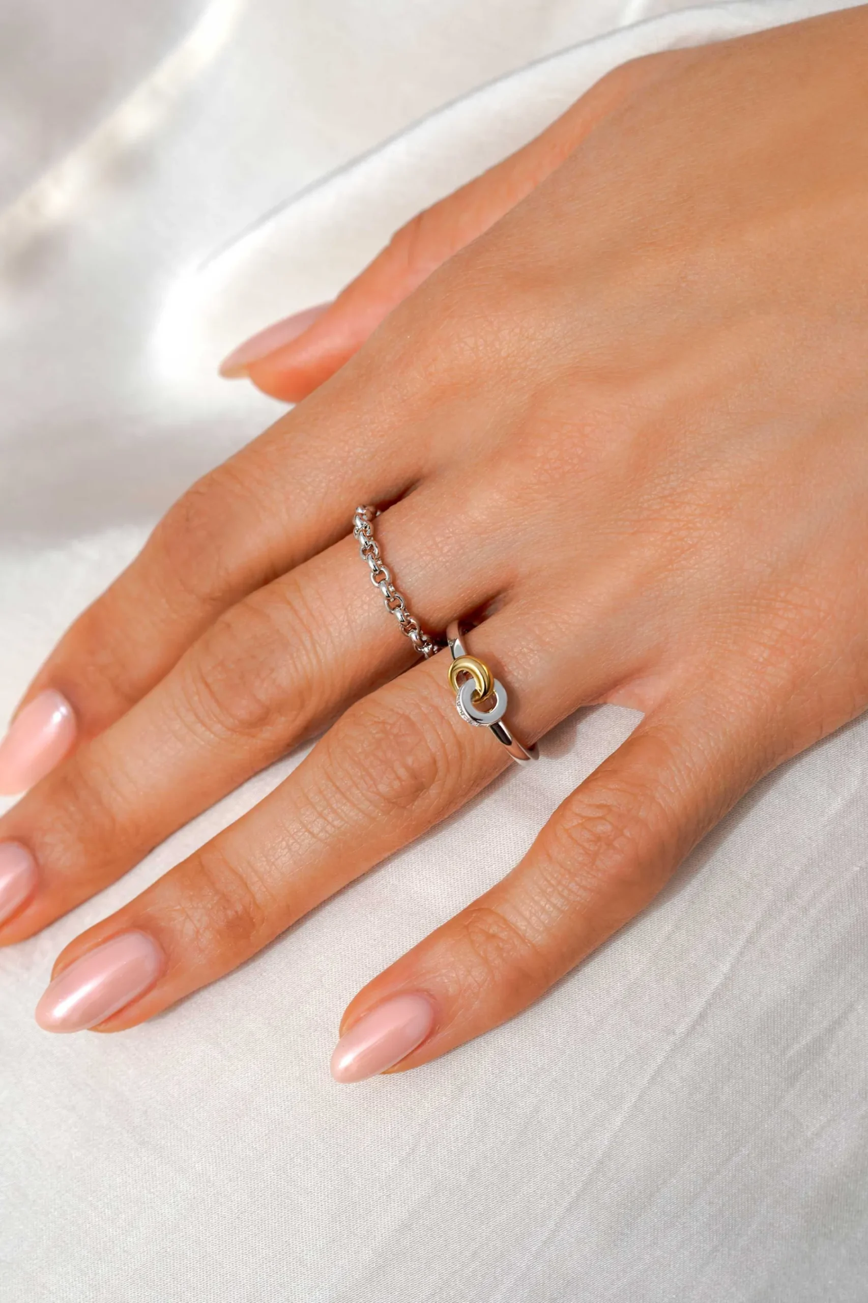 ZINZI zilveren schakel ring met trendy jasseron schakels 3mm breed ZIR2622