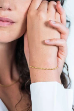 ZINZI zilveren schakelarmband geelverguld palmier 2mm breed ZIA1931G