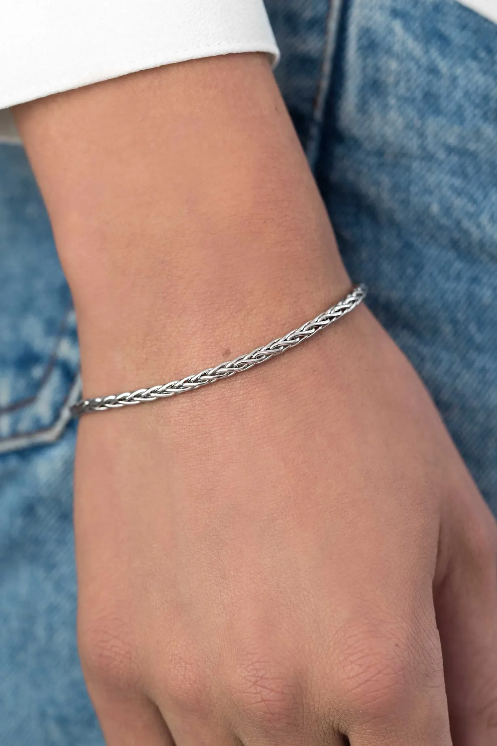 ZINZI zilveren schakelarmband palmier massief 3mm breed 18,5cm ZIA1912