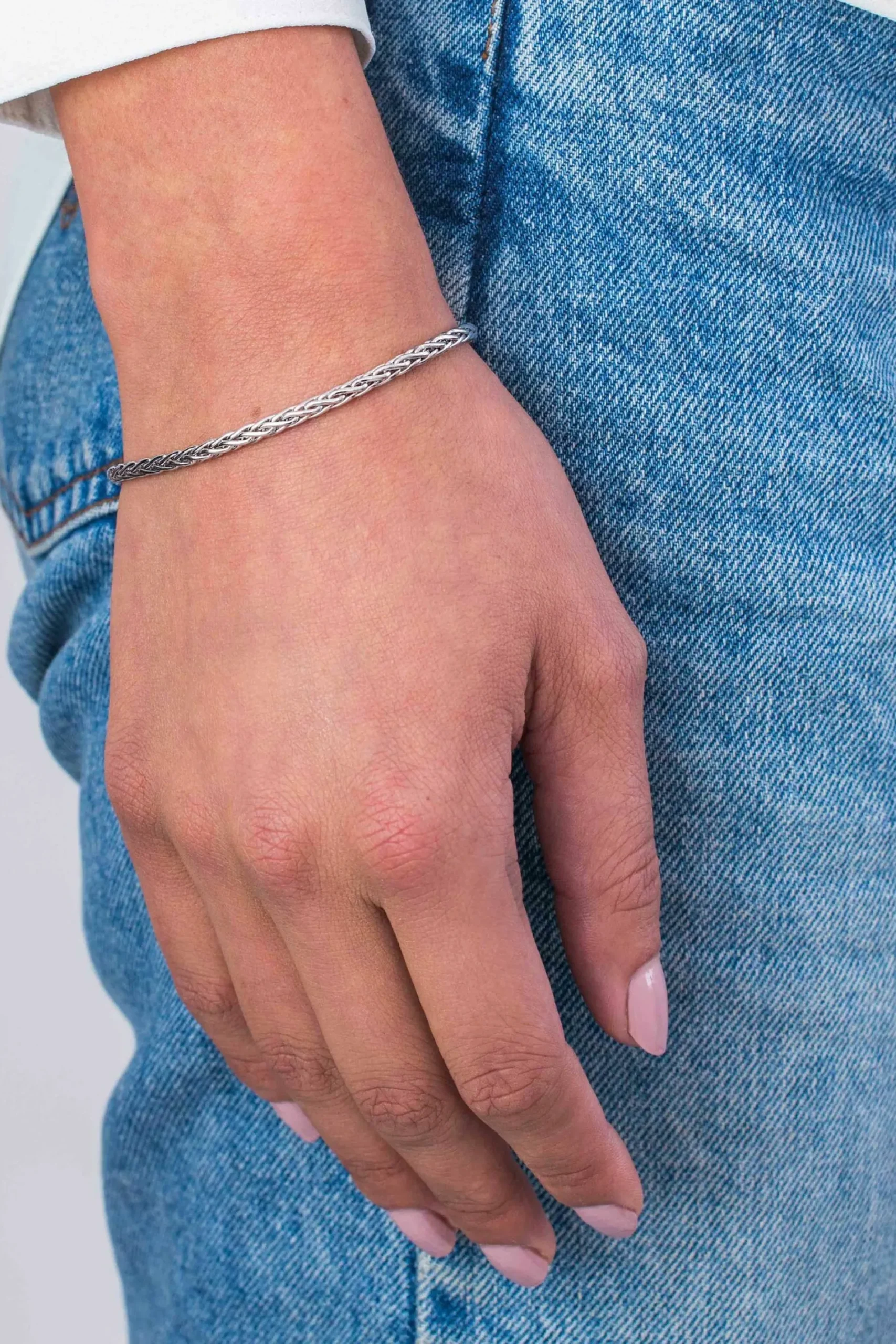 ZINZI zilveren schakelarmband palmier massief 3mm breed 18,5cm ZIA1912