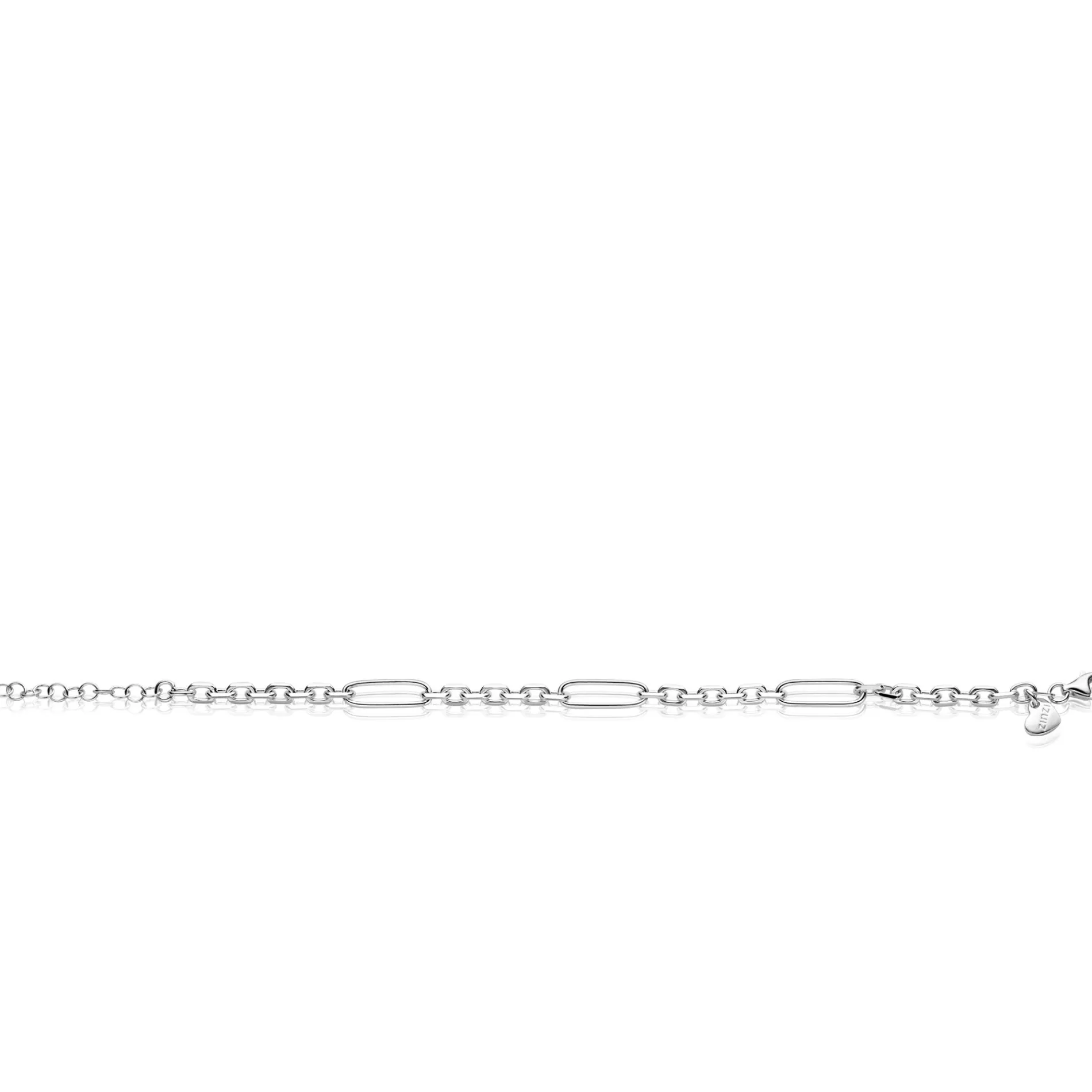 ZINZI zilveren schakelarmband met drie lange ovale schakels 5,5mm breed 18-21cm ZIA2711