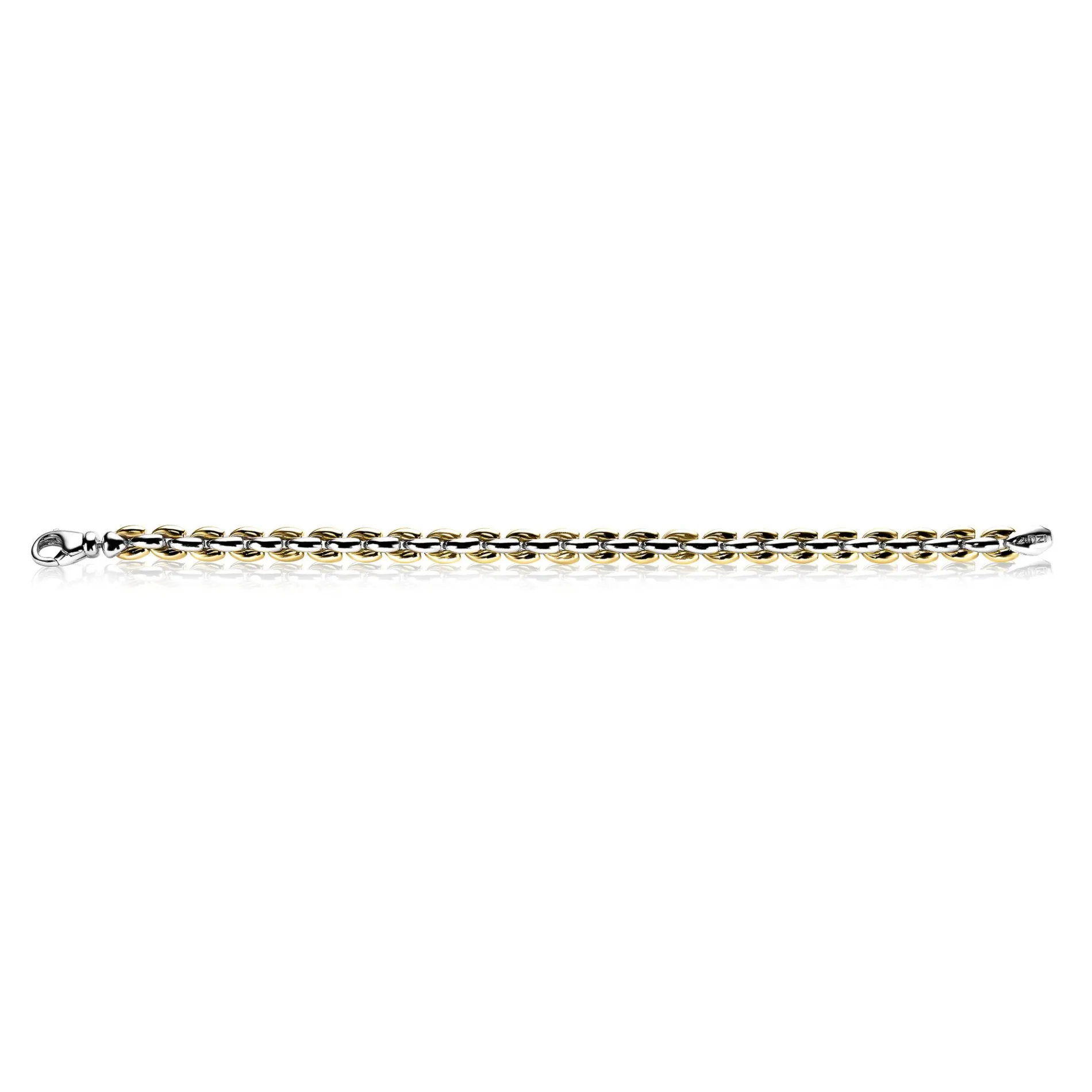 ZINZI zilveren schakelarmband geel verguld 7mm breed 19,5cm ZIA1290