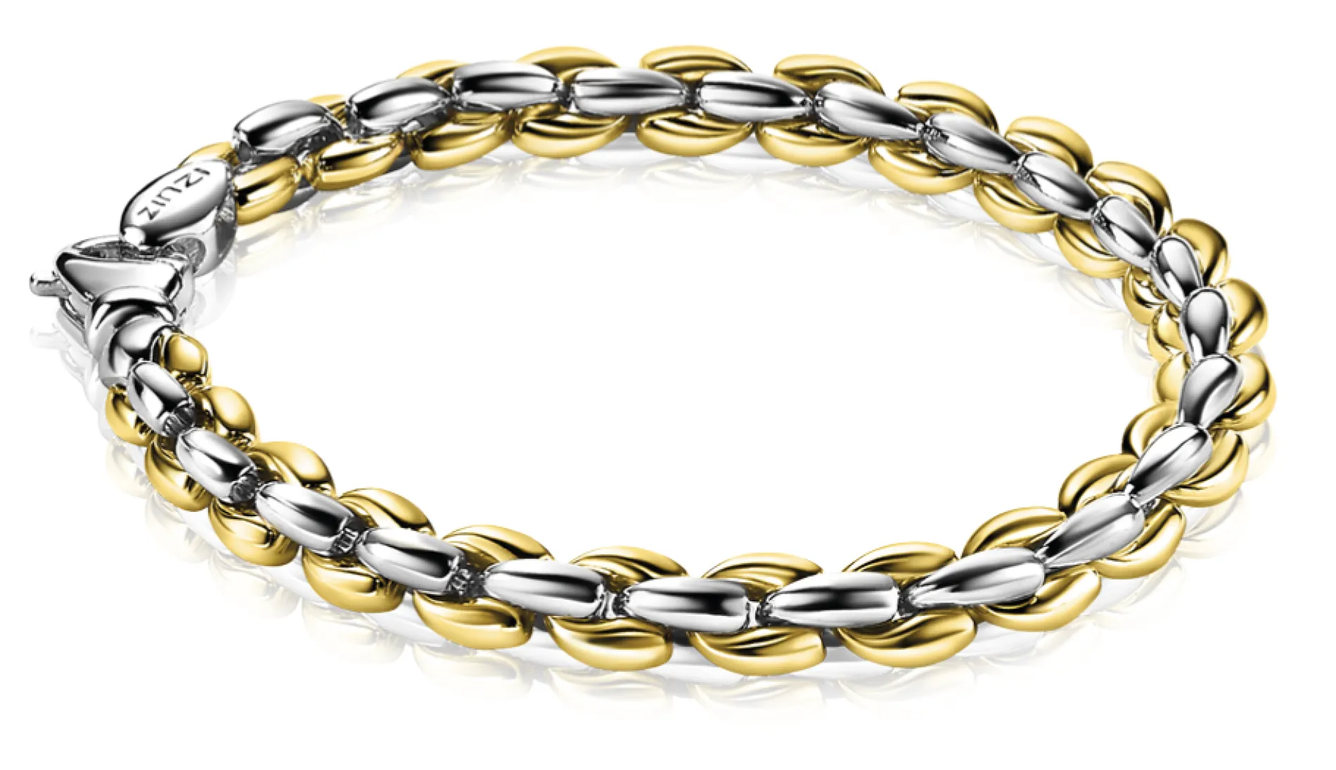 ZINZI zilveren schakelarmband geel verguld 7mm breed 19,5cm ZIA1290