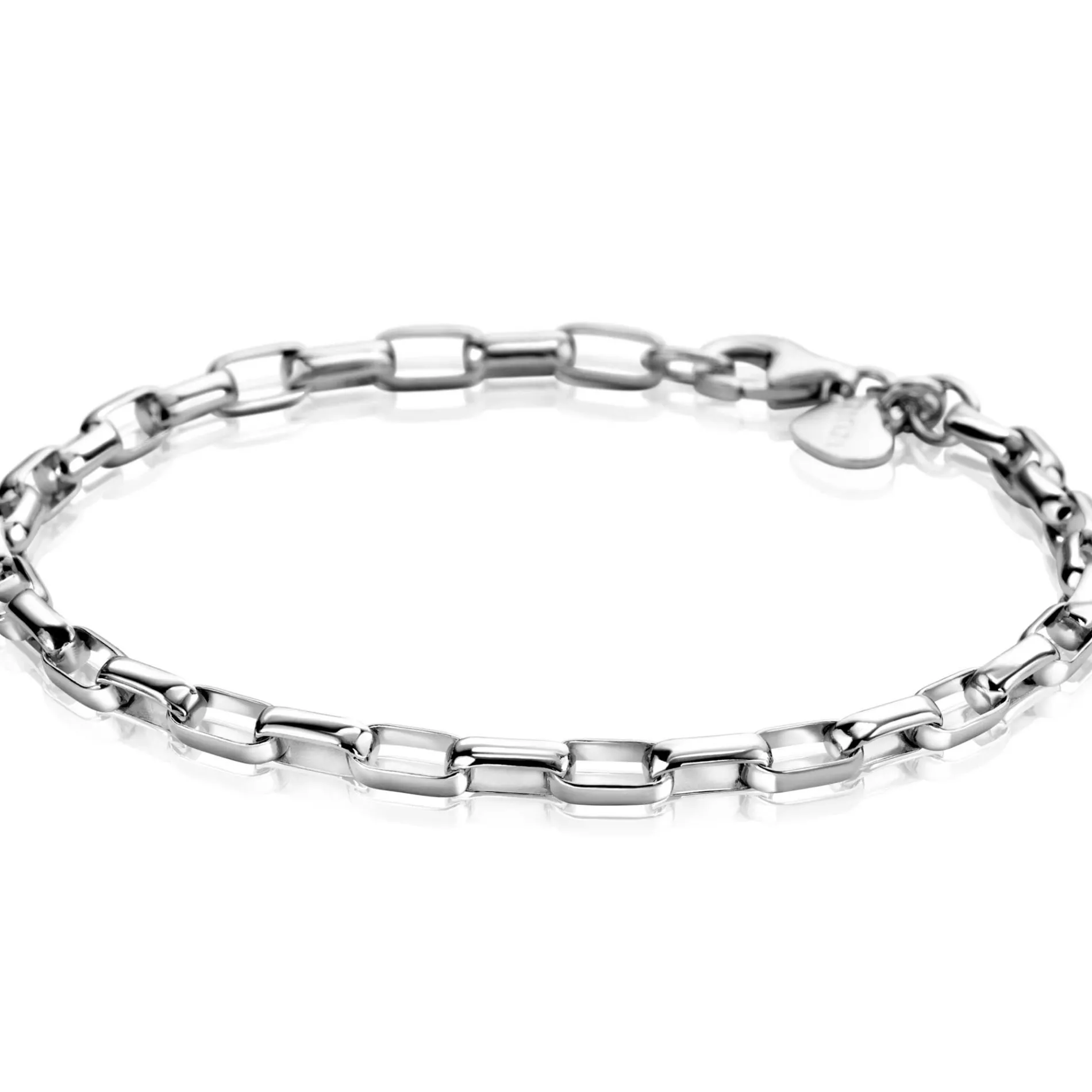 ZINZI zilveren schakelarmband met rechthoekige schakels 3,8mm breed 20cm ZIA2514