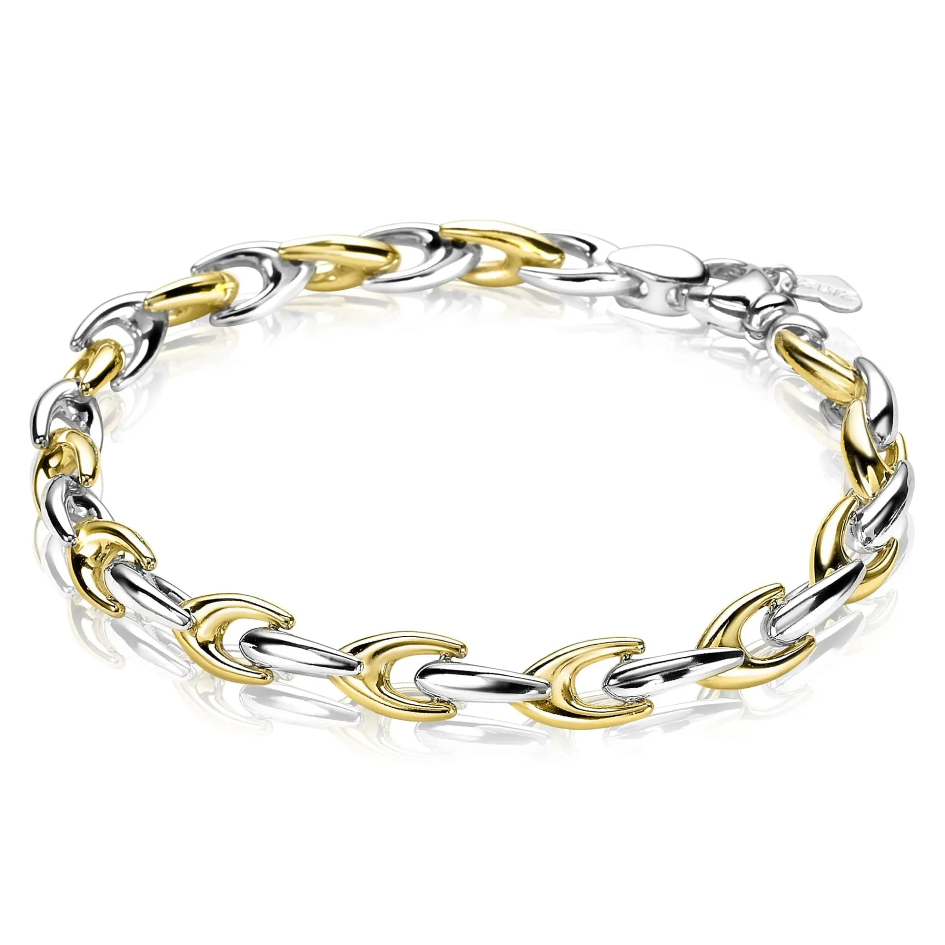 ZINZI zilveren schakelarmband geel verguld 6,4mm breed 20cm ZIA1641BG