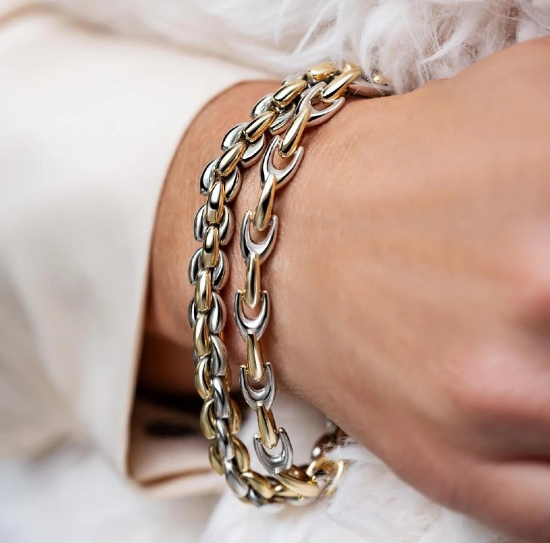 ZINZI zilveren schakelarmband geel verguld 6,4mm breed 20cm ZIA1641BG