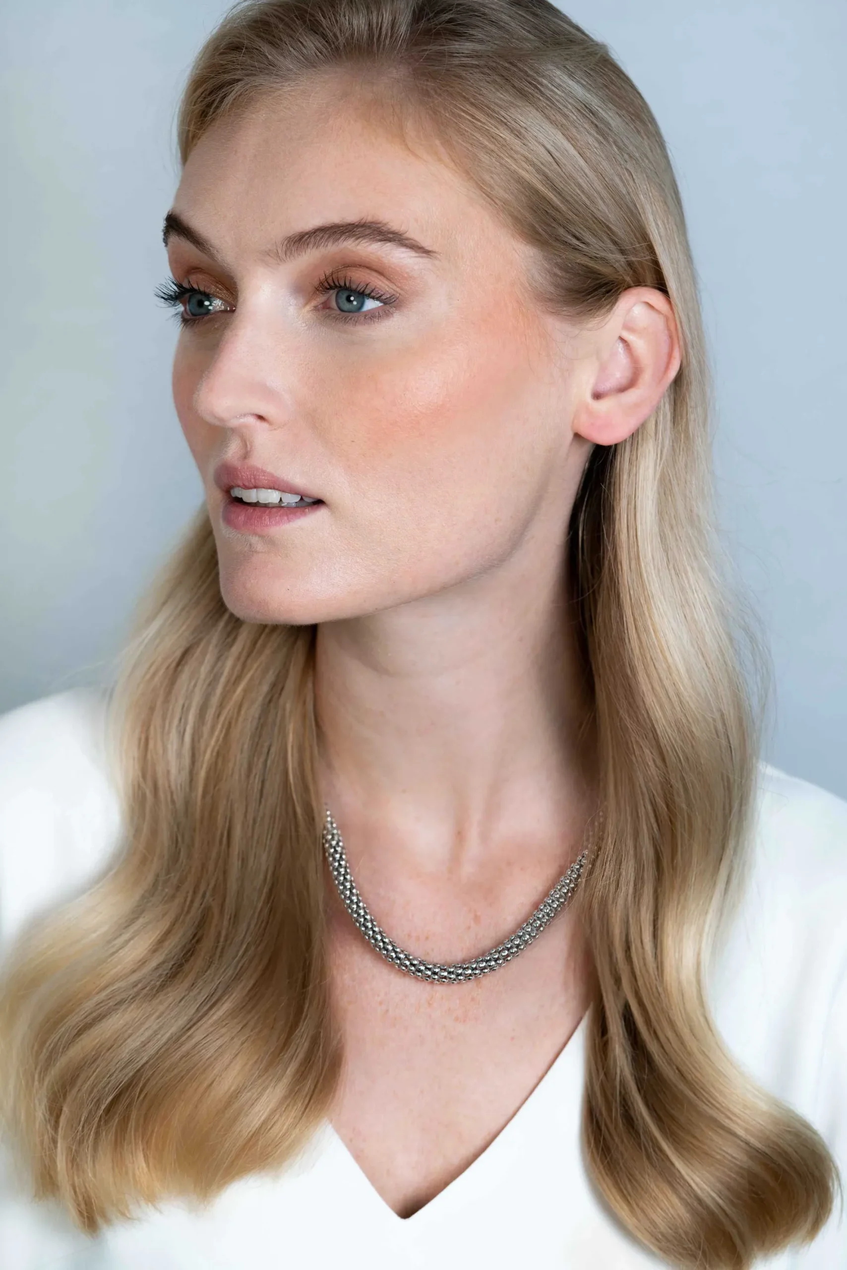 Zinzi zilveren schakelcollier 7mm breed, lengte 45cm ZIC733