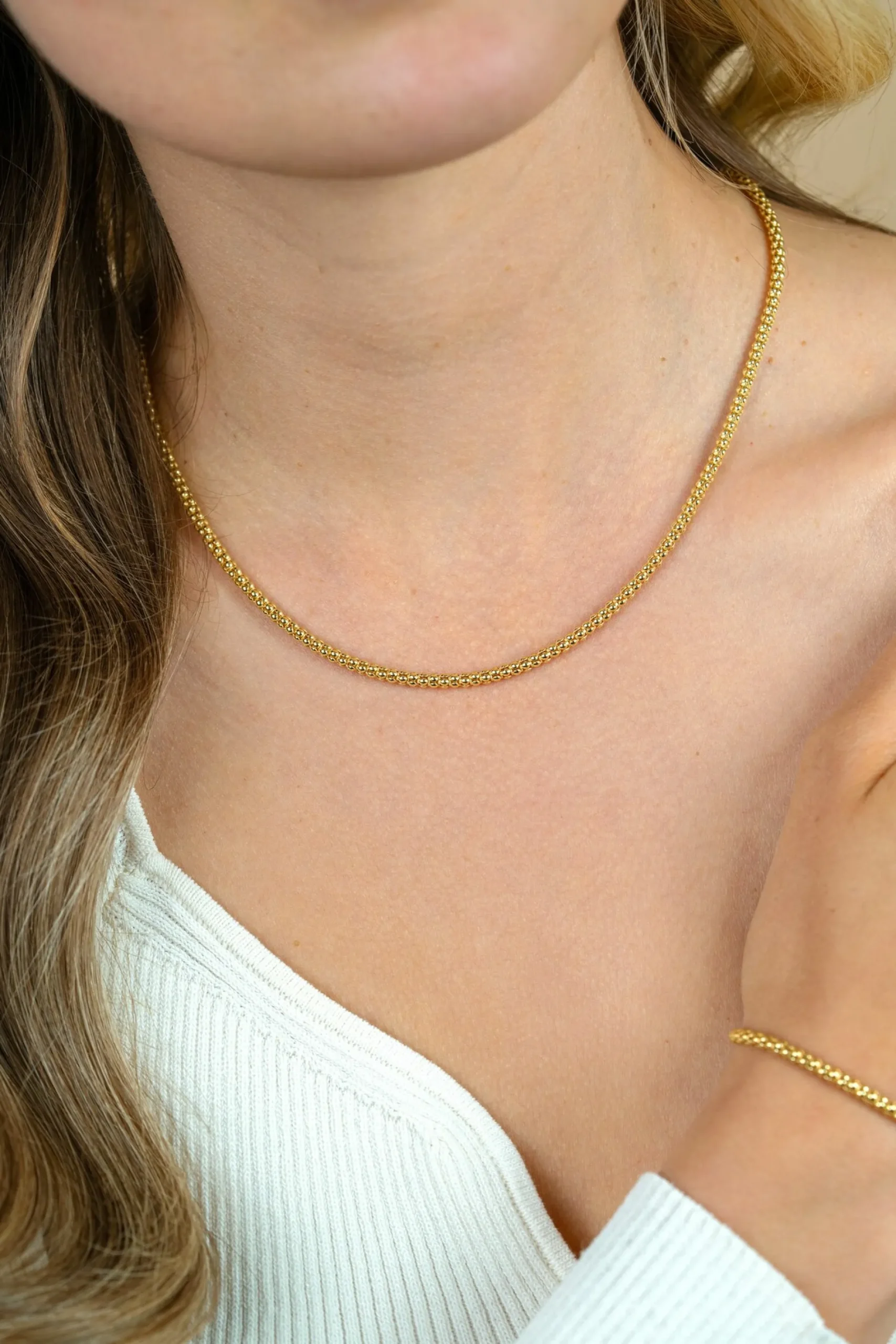 ZINZI zilveren schakelcollier 14K geelverguld 45cm ZIC1288G