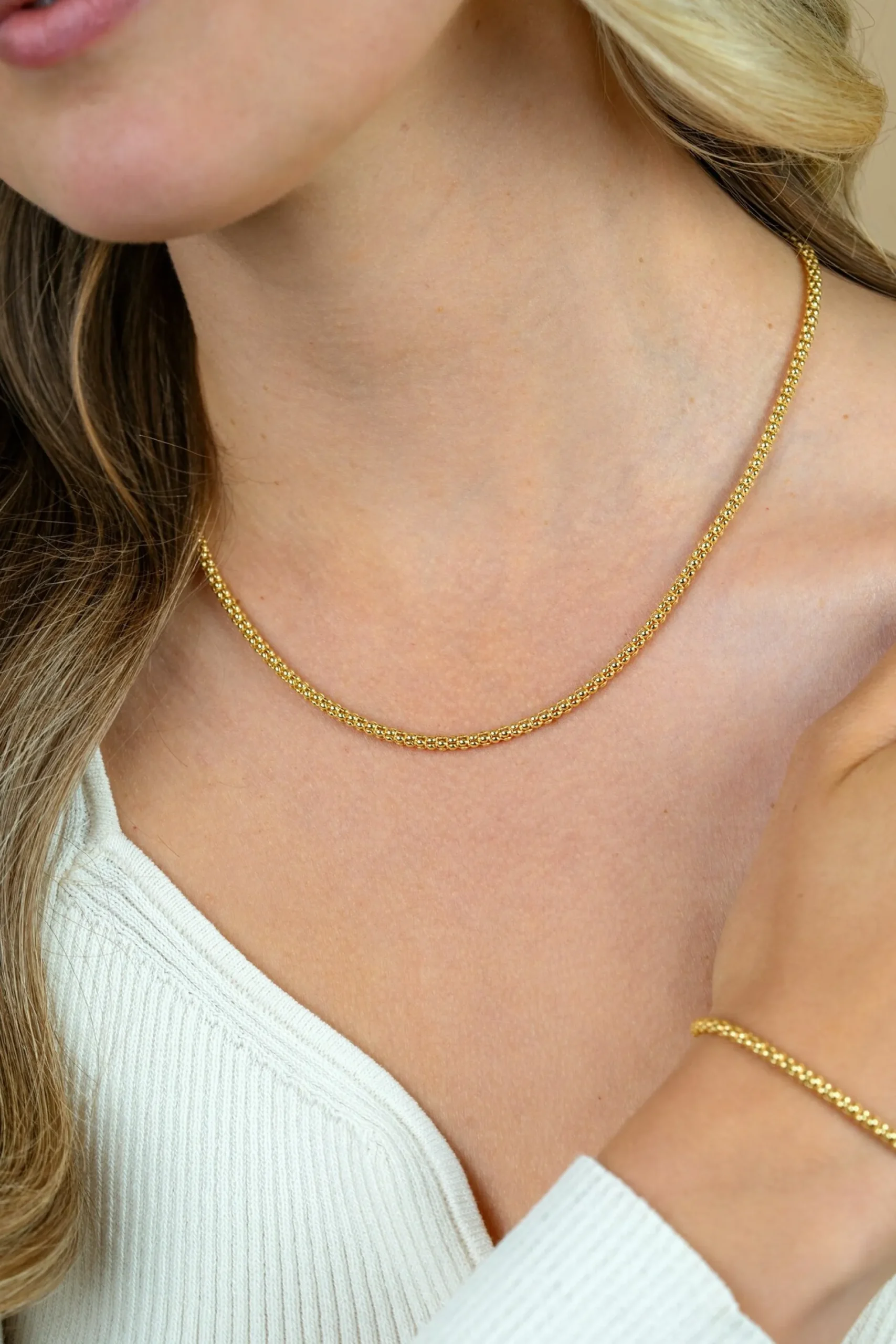 ZINZI zilveren schakelcollier 14K geelverguld 45cm ZIC1288G