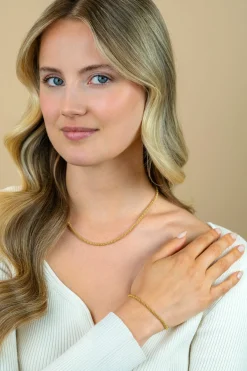 ZINZI zilveren schakelcollier 14K geelverguld 45cm ZIC1288G