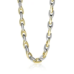 ZINZI zilveren schakelcollier geel verguld 6,4mm breed 45,5cm ZIC1641BG