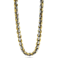 ZINZI zilveren schakelcollier geel verguld 7mm breed 45cm ZIC1290
