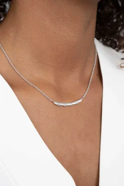 ZINZI zilveren schakelketting 45cm met golvend staafje 'waves' met witte zirconia's ZIC2034