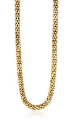 ZINZI zilveren schakelketting geel verguld 4,5mm breed 45cm ZIC1057G