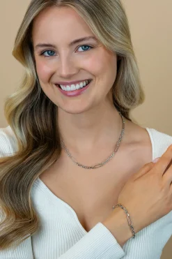 ZINZI zilveren schakelketting met vijf lange ovale schakels 5,5mm breed 43-47cm ZIC2711