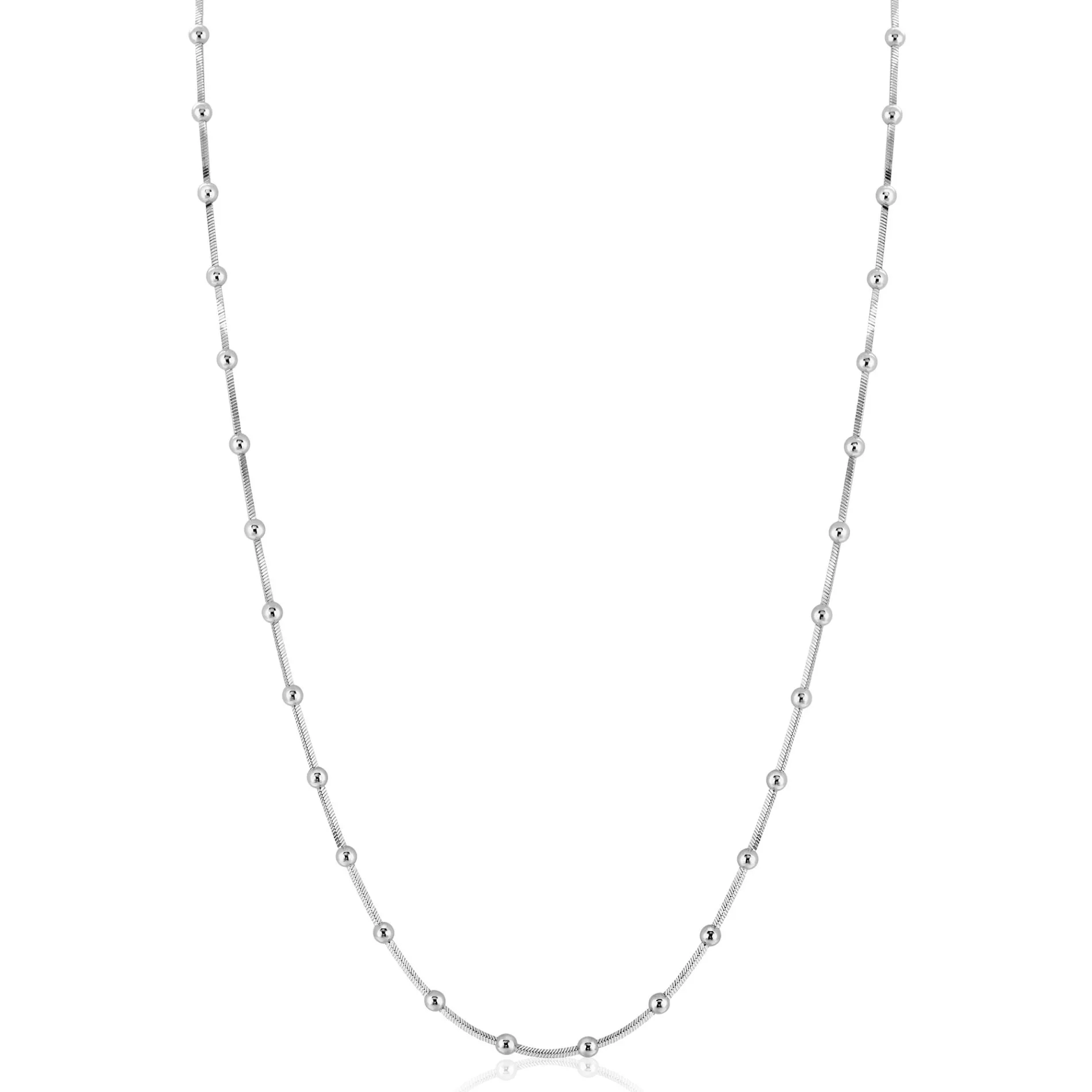 ZINZI zilveren slangen-ketting met vierkant geslepen schakels en 40 verfijnde glanzende bolletjes (2,5mm breed) 43-45cm ZIC2471