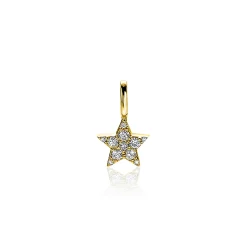 ZINZI zilveren ster hanger in geel verguld 13mm wit ZIH2138Y (zonder collier)