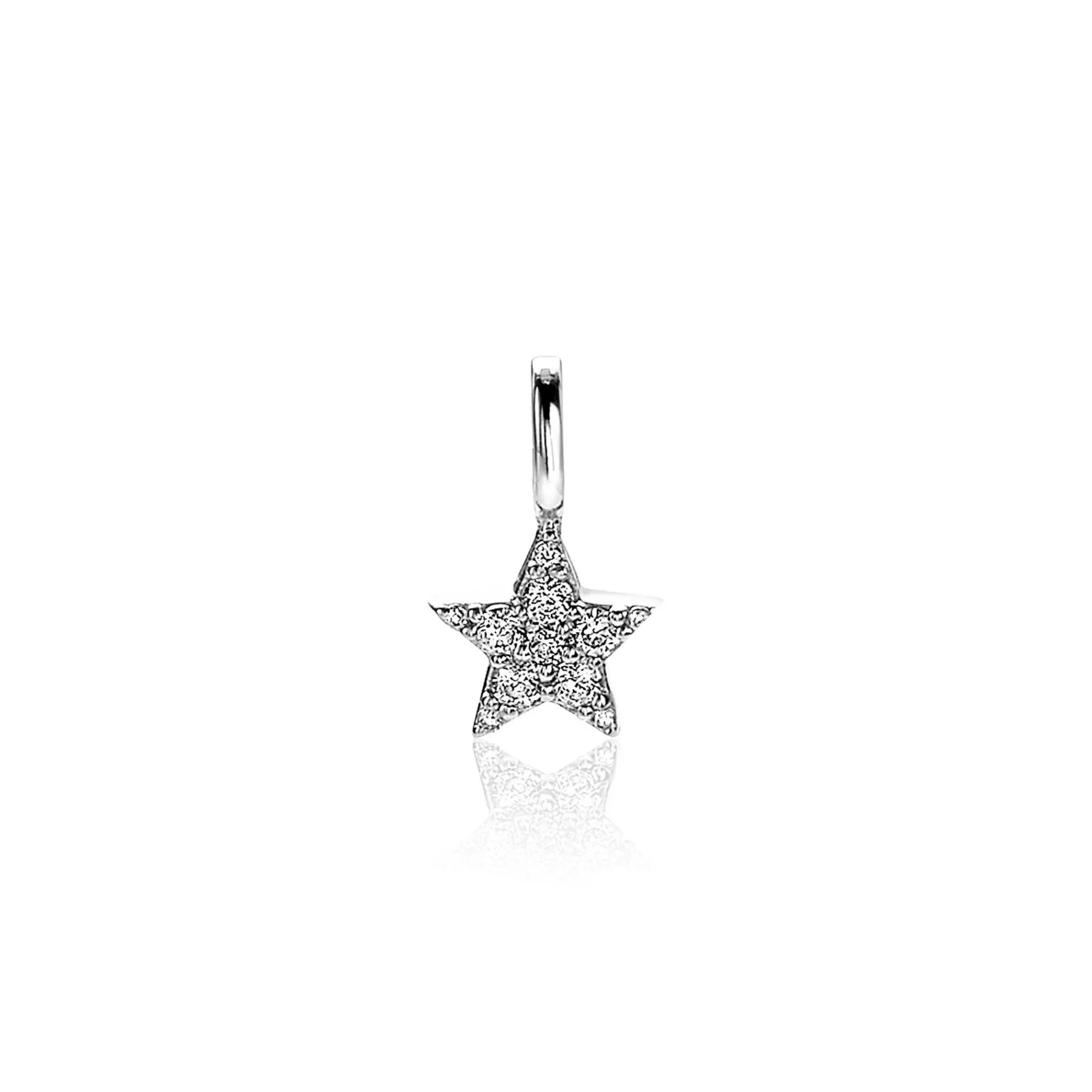 ZINZI zilveren ster hanger 13mm wit ZIH2138 (zonder collier)