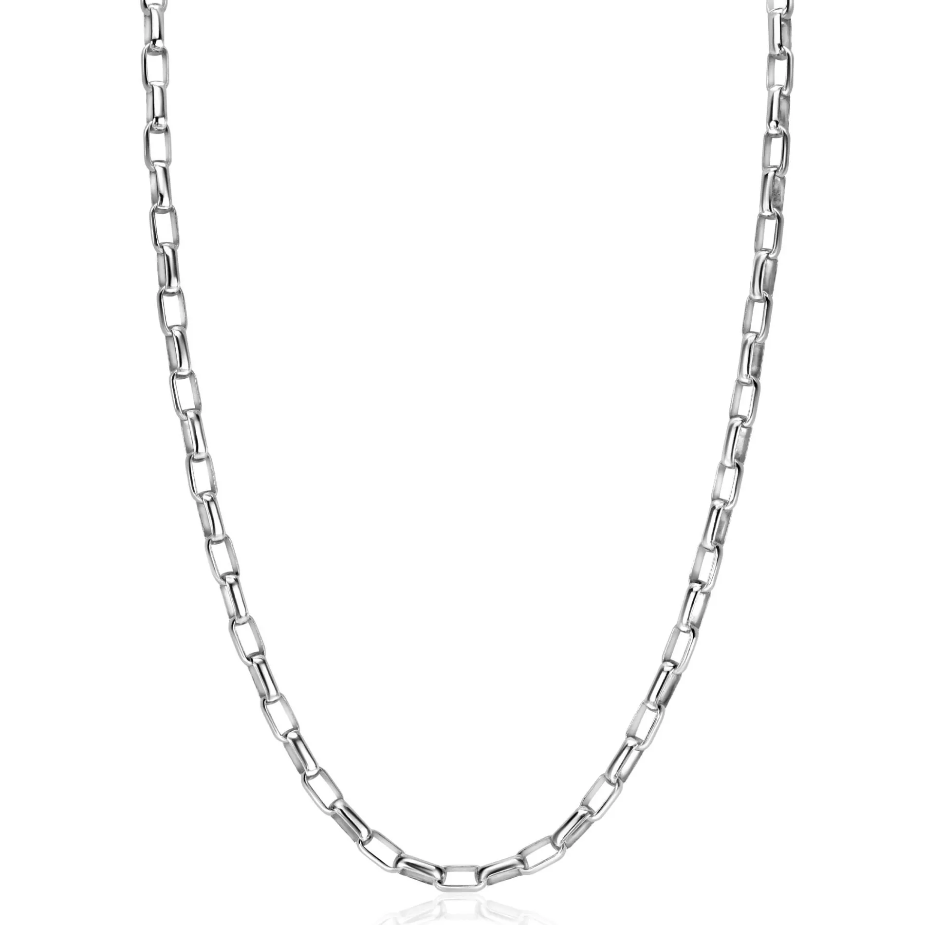 ZINZI zilveren stoere schakelketting 45cm met rechthoekige schakels 3,8mm breed ZIC2514