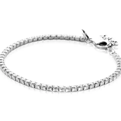 ZINZI zilveren tennis armband 3mm breed en bezet met witte zirkonia's in vierkante kastzettingen 17-20cm ZIA2665