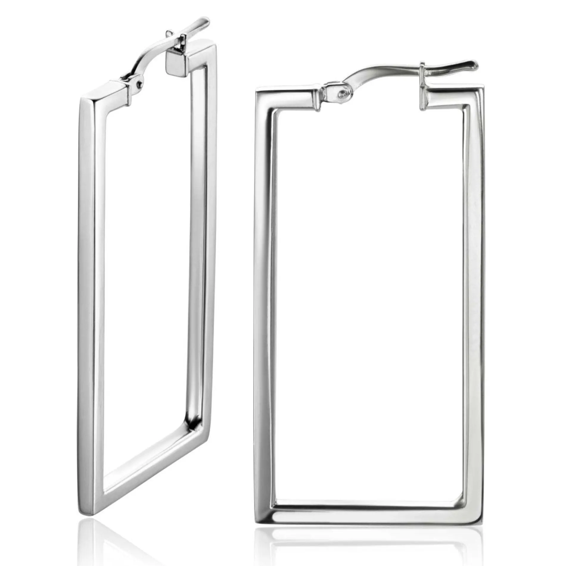 ZINZI zilveren trendy oorringen 40mm in rechthoek vorm buisdikte 2mm ZIO2337L
