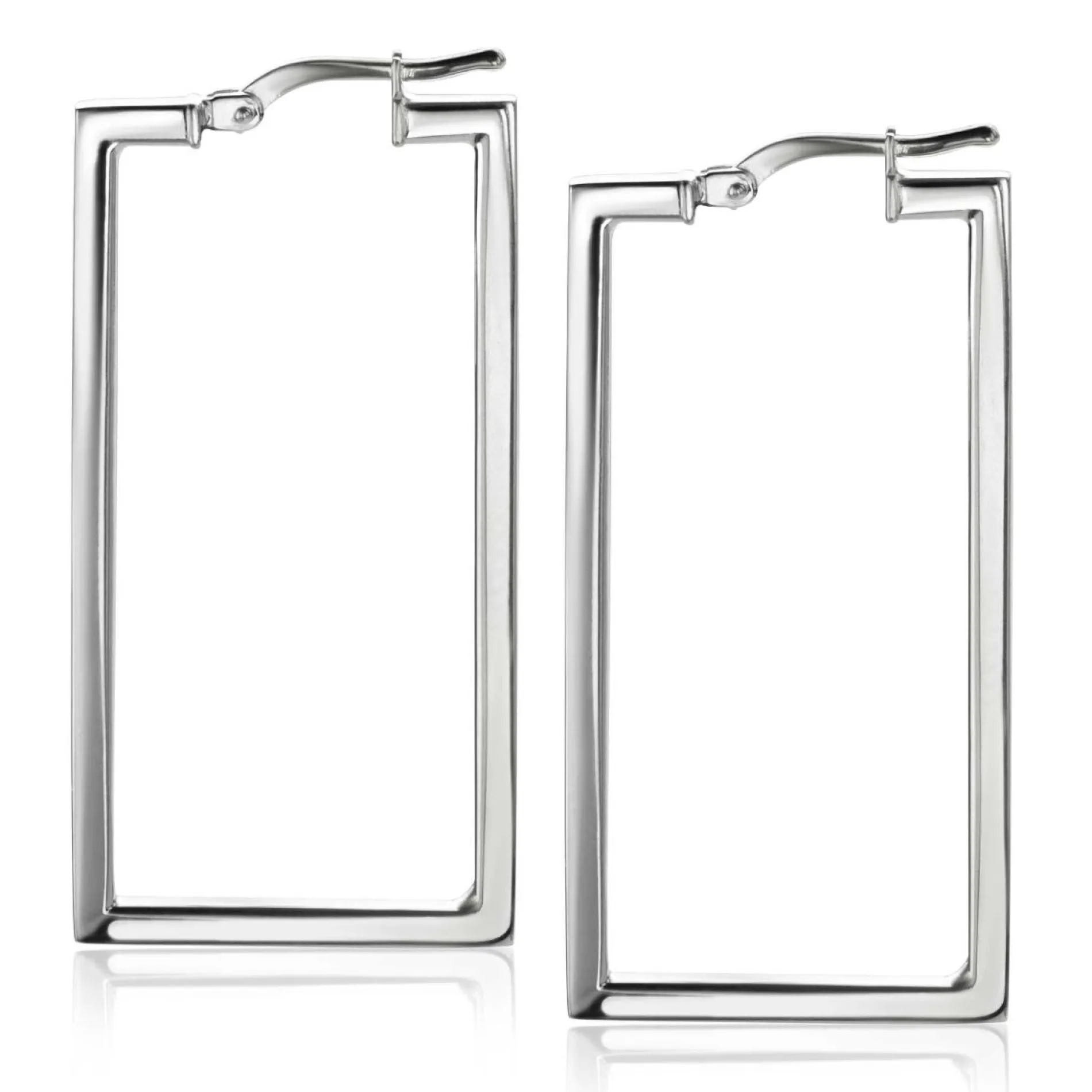 ZINZI zilveren trendy oorringen 40mm in rechthoek vorm buisdikte 2mm ZIO2337L