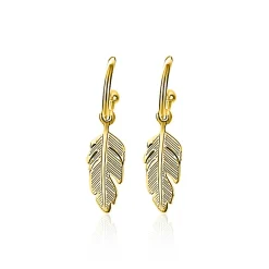ZINZI zilveren trendy oorsieraden 14K geel verguld veertje ZIO1867G
