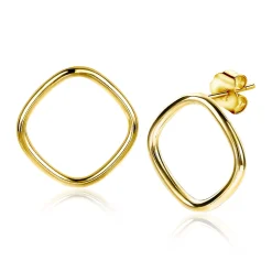 ZINZI zilveren trendy oorstekers 14K geel verguld 23mm vierkant open ZIO2094G