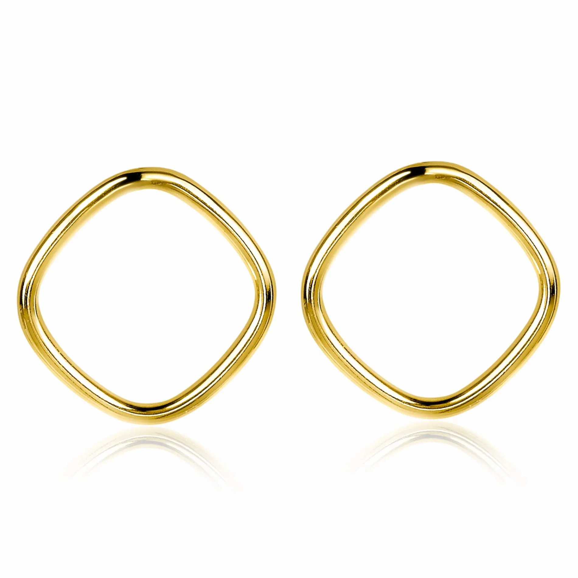 ZINZI zilveren trendy oorstekers 14K geel verguld 23mm vierkant open ZIO2094G
