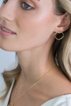 ZINZI zilveren trendy oorstekers 14K geel verguld 23mm vierkant open ZIO2094G