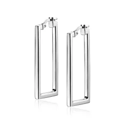 ZINZI zilveren trendy oorringen 30mm in rechthoek vorm buisdikte 2mm ZIO2337