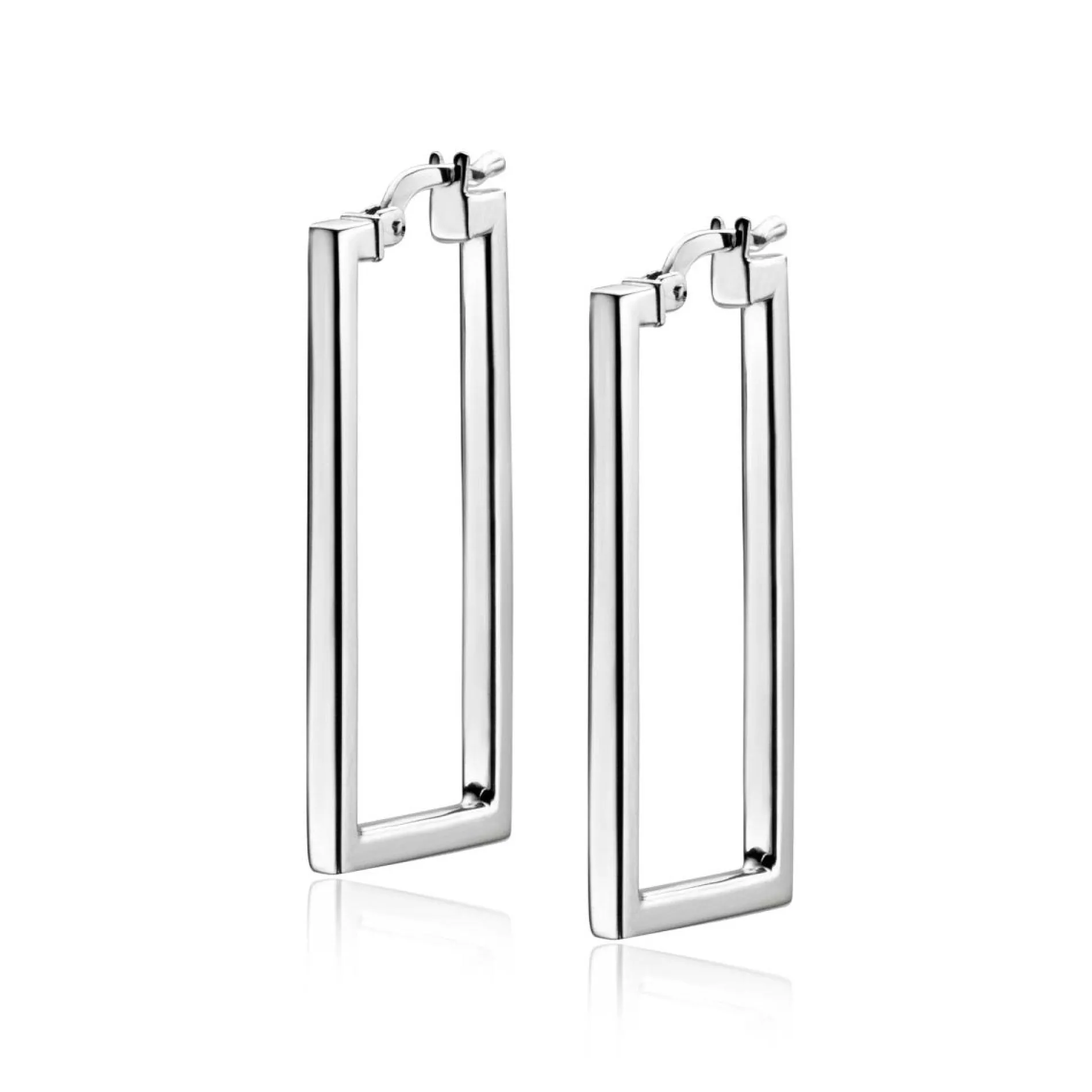 ZINZI zilveren trendy oorringen 30mm in rechthoek vorm buisdikte 2mm ZIO2337