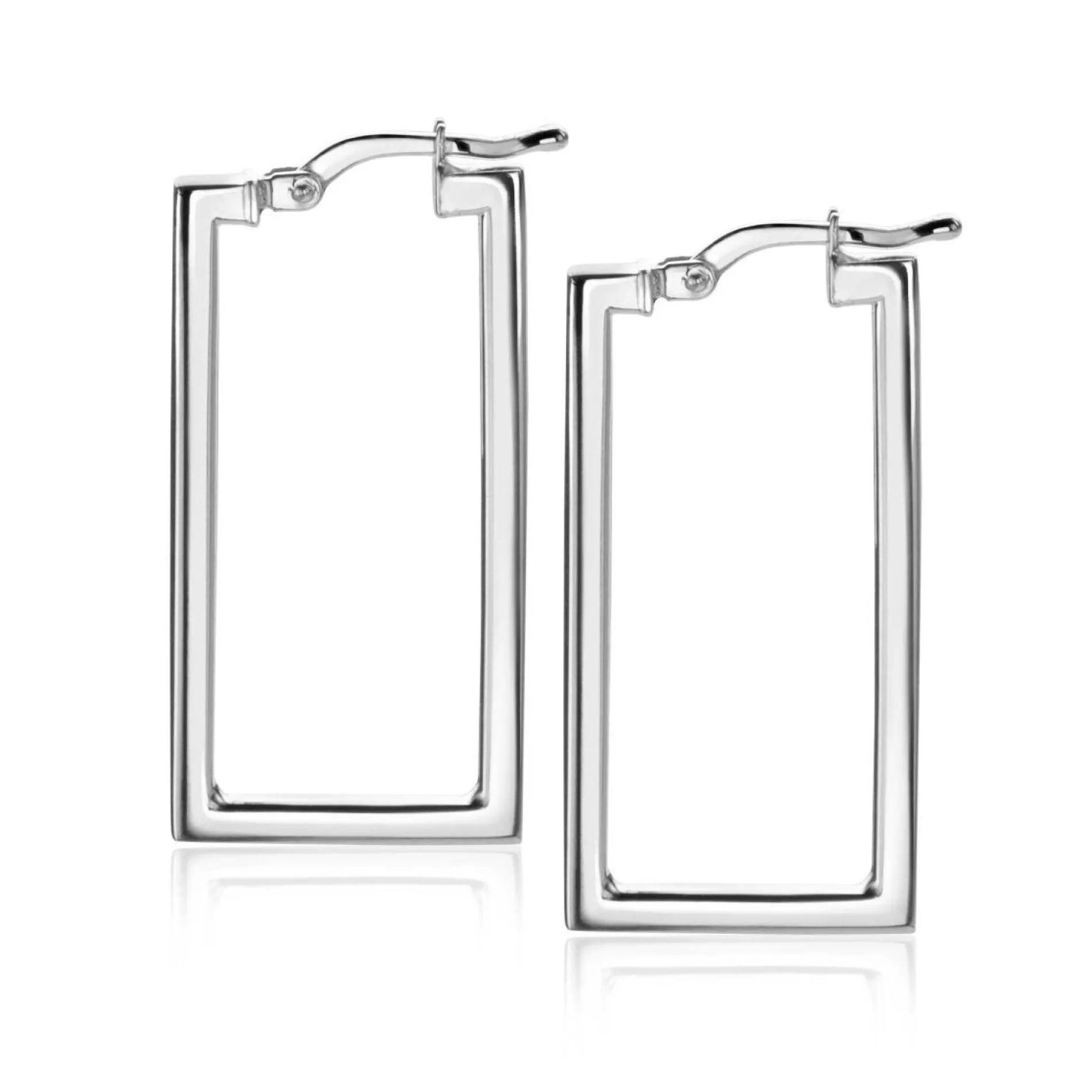 ZINZI zilveren trendy oorringen 30mm in rechthoek vorm buisdikte 2mm ZIO2337