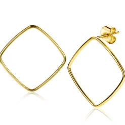ZINZI zilveren trendy oorstekers 14K geel verguld 44mm vierkant open ZIO2095G
