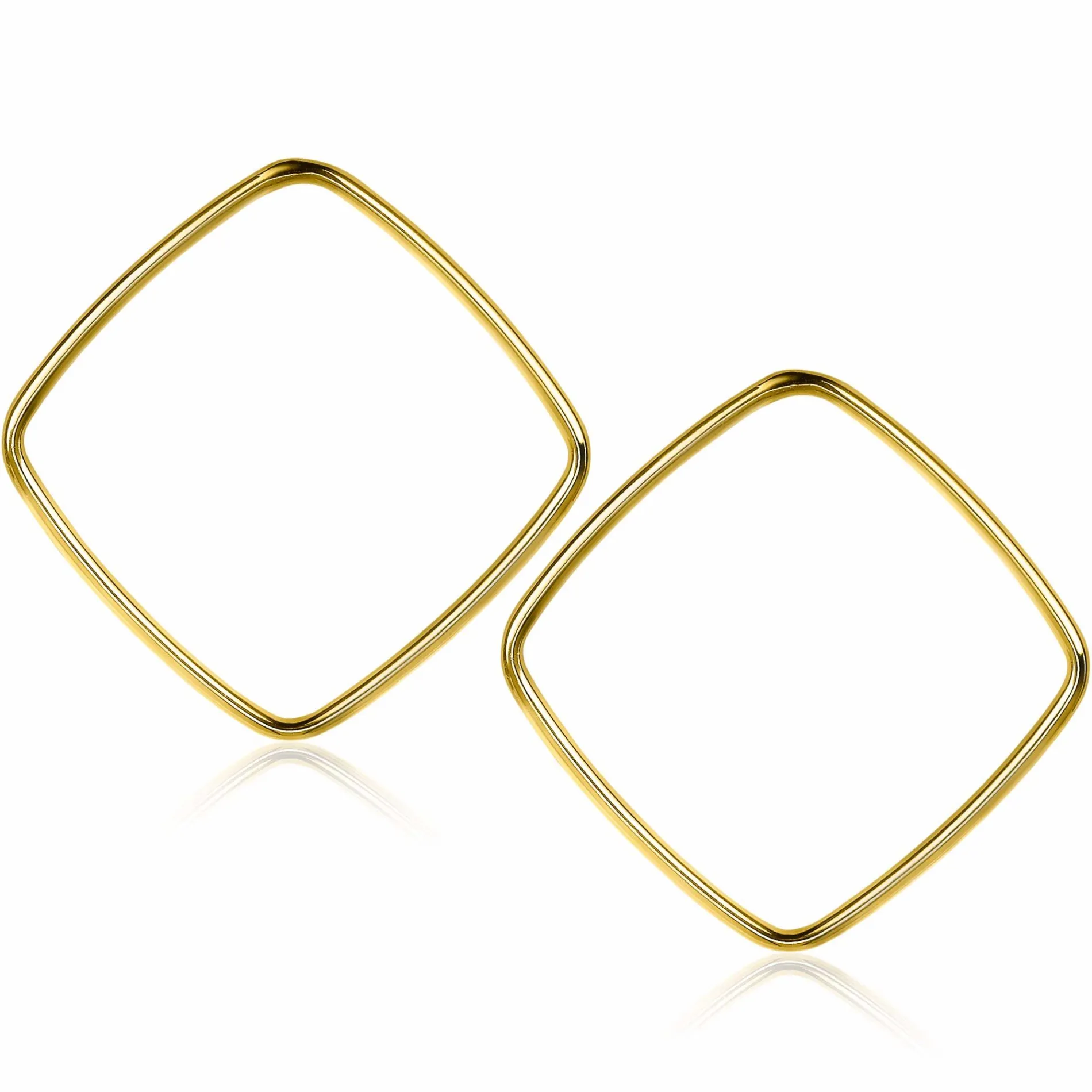 ZINZI zilveren trendy oorstekers 14K geel verguld 44mm vierkant open ZIO2095G