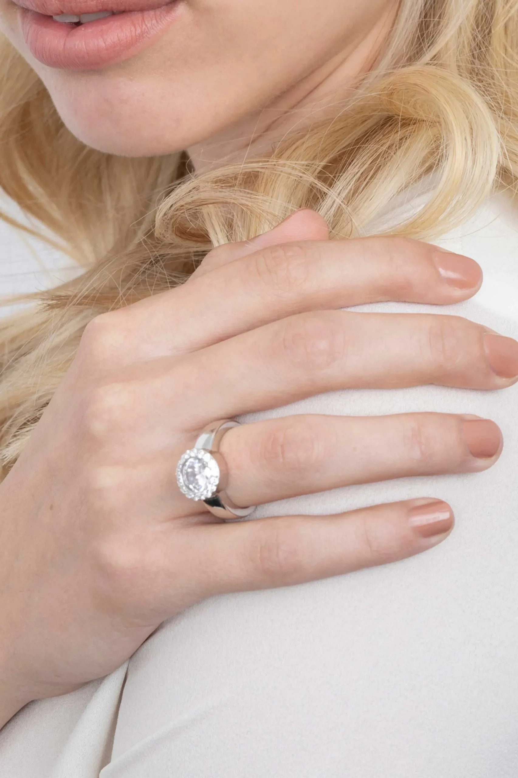 ZINZI zilveren wisselring rond wit ZIR4