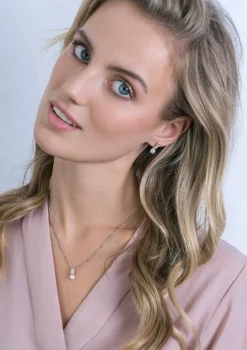 ZINZI zilveren witte parelhanger met witte baquette geslepen zirconia ZIH2135 (zonder collier)