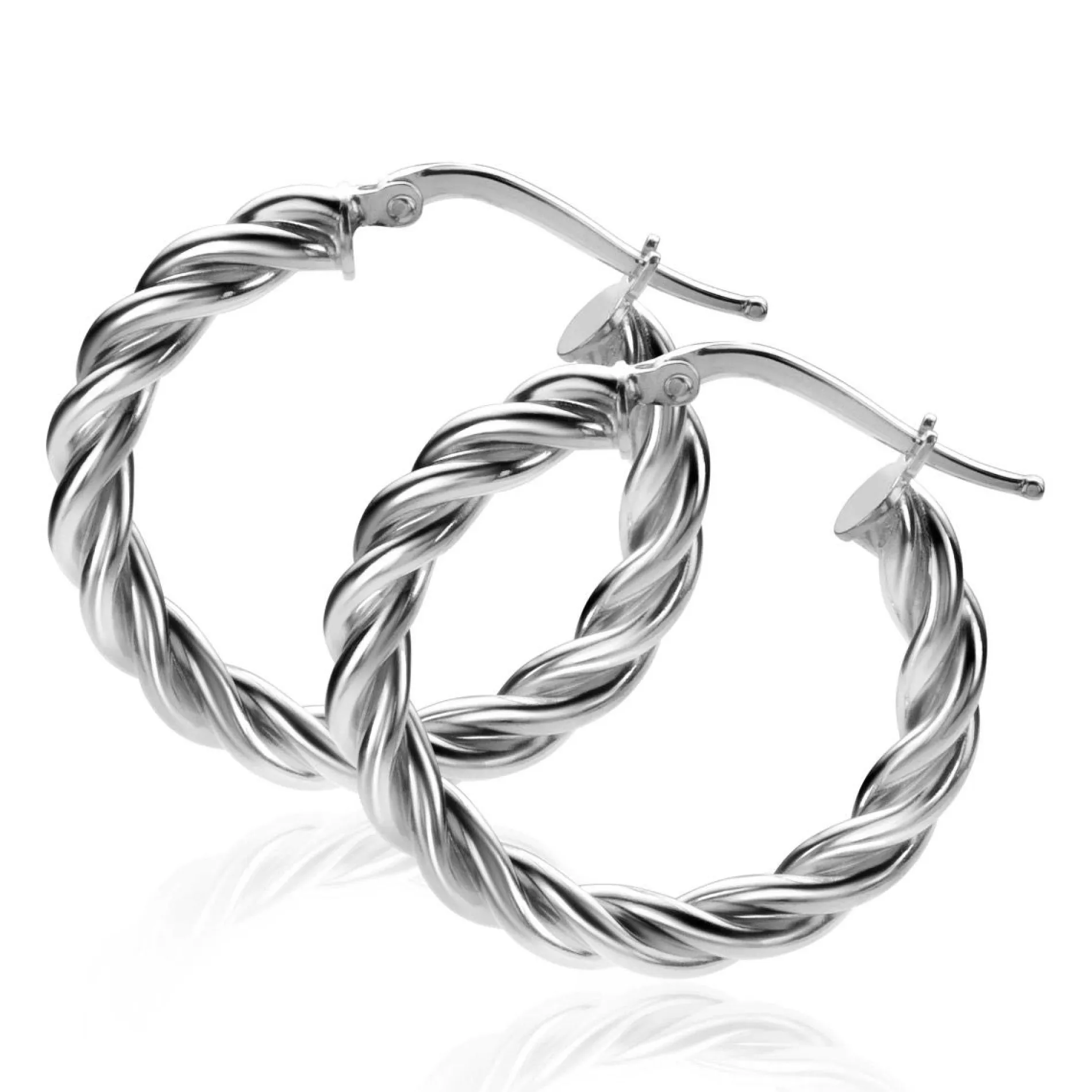 ZINZI zilveren wokkel oorringen met gedraaide buis 26x4mm ZIO2281