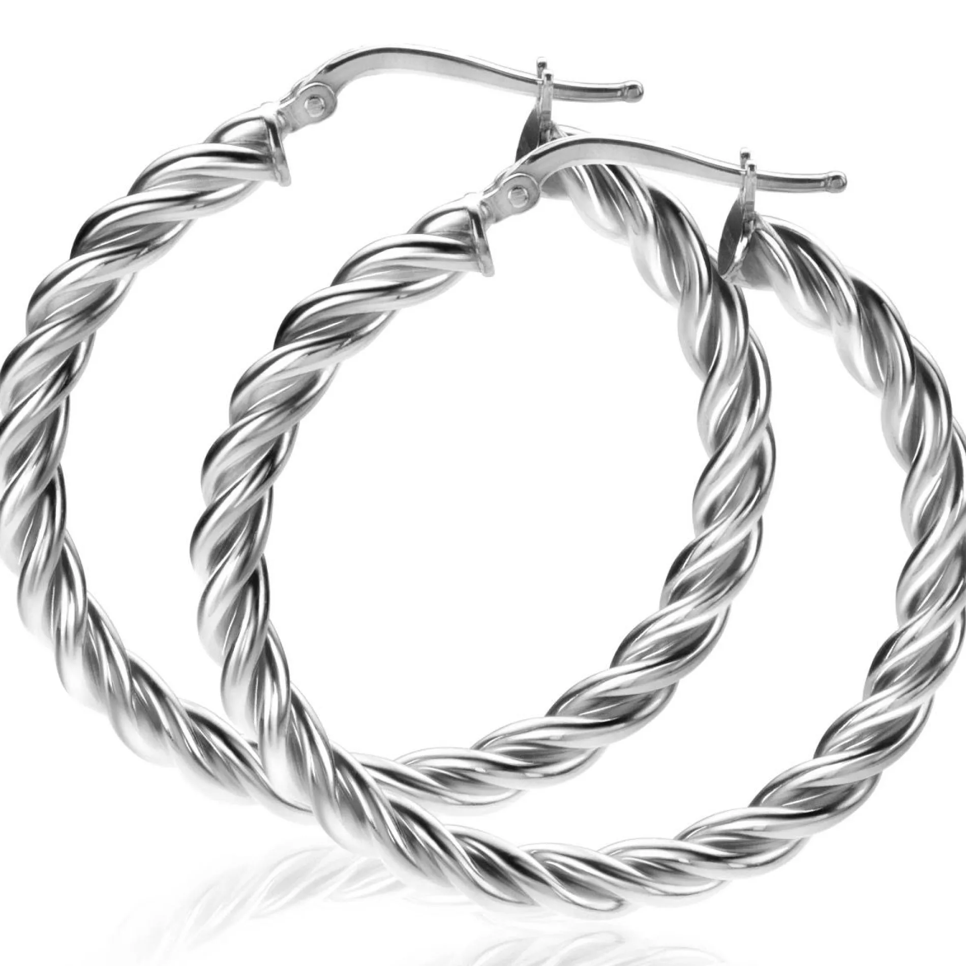 ZINZI zilveren wokkel oorringen met gedraaide buis 37x4mm ZIO2282