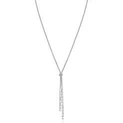 ZINZI zilveren Y-collier 43–46cm met popcorn schakel en twee bungelende kettinkjes ZIC2710