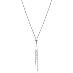 ZINZI zilveren Y-collier 43–46cm met popcorn schakel en twee bungelende kettinkjes ZIC2710