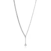 ZINZI zilveren Y-collier met subtiele schakels, bungelend witte ronde zirkonia 42-45cm ZIC2660