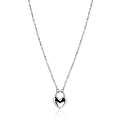 ZINZI zilvereren schakelketting met hartvormige slot hanger 18mm breed 42-45 cm ZIC2673